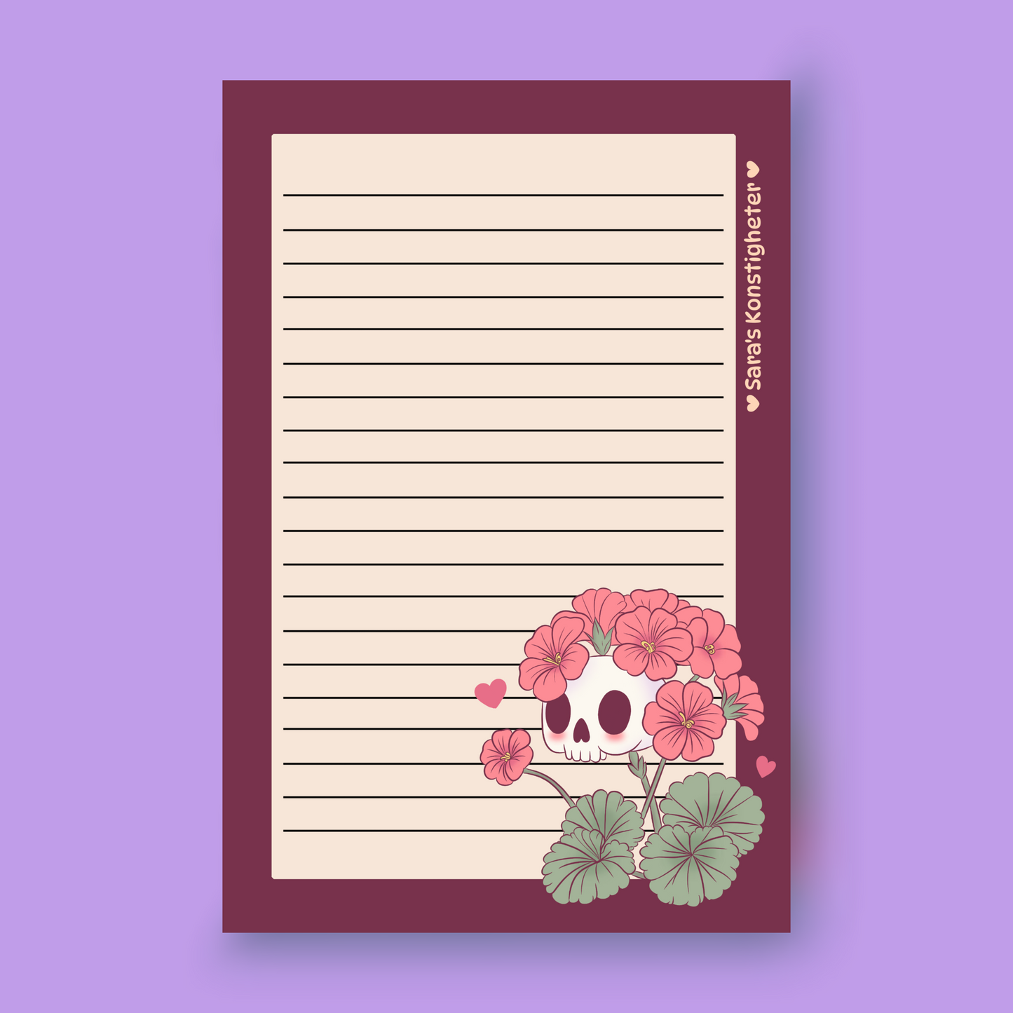 Geranium Skulls - A6 - Notepad - 24 pages