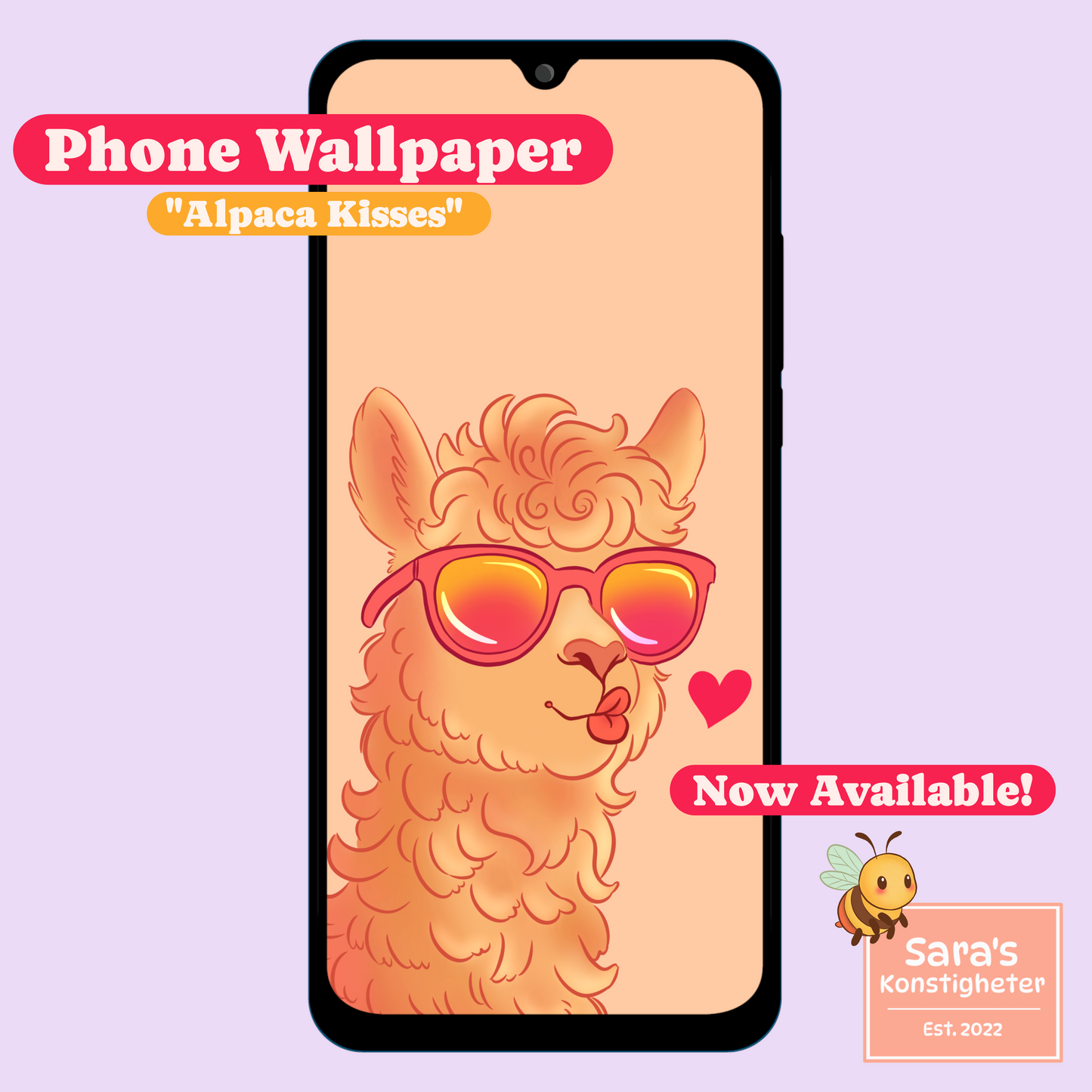 "Alpaca Kisses" - Phone Wallpaper | Digital Download