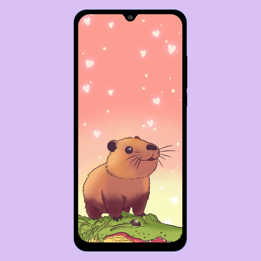 "Capy Bara Sees The World" - Phone Wallpaper | Digital Download