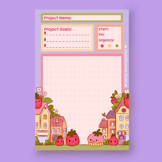 Strawberry Project Planner - Notepad - A5 - 24 pages