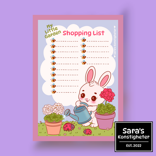 "My Little Garden" Shopping List - Notepad- A6 - 50 Pages