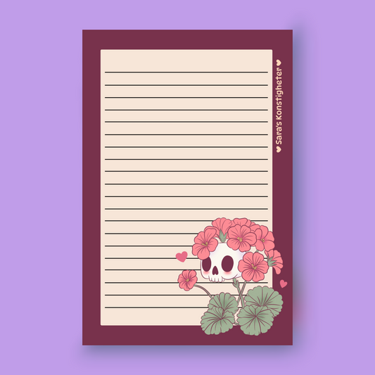 Geranium Skulls - A6 - Notepad - 24 pages